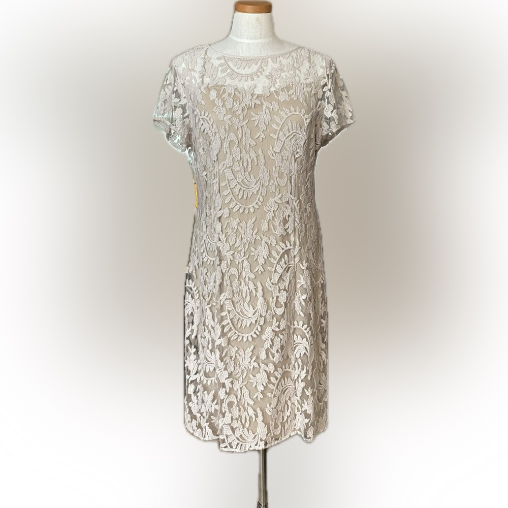 Chicos Lace Overlay Dress in Cream 2.5 NWT